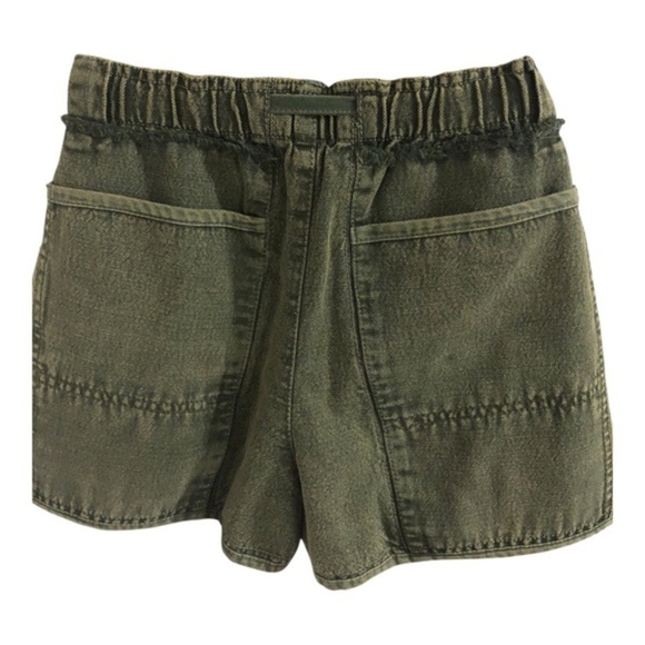 Free People green washed denim fringe paperbag drawstring waist shorts size‎ XS - Picture 11 of 11